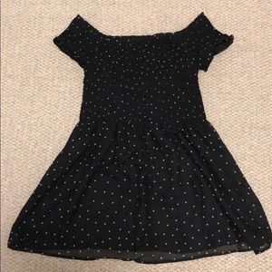 Tobi Black polka dot off the shoulder dress